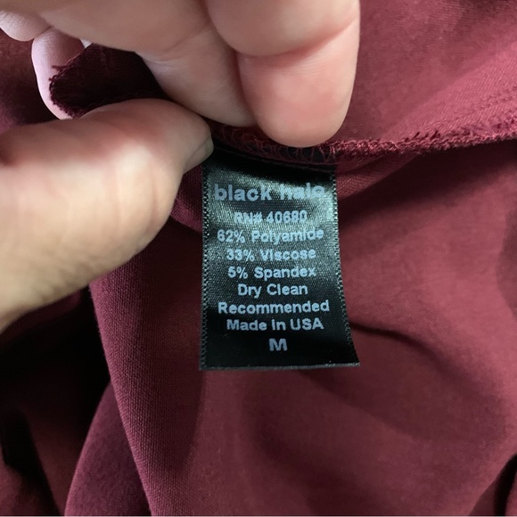 Black Halo Burgundy Jackie O Pencil Skirt Belted Sheath Dress Size M - Picture 14 of 15